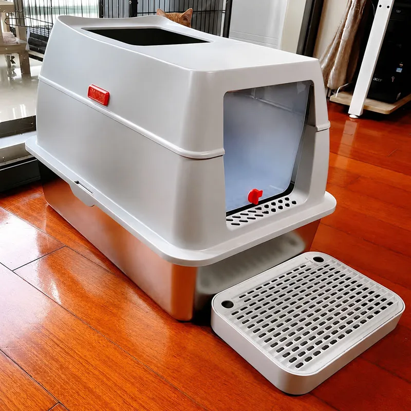 65L Enclosed Stainless Steel Cat Litter Box