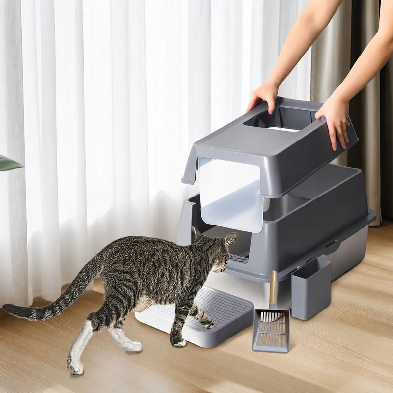 65L Enclosed Stainless Steel Cat Litter Box