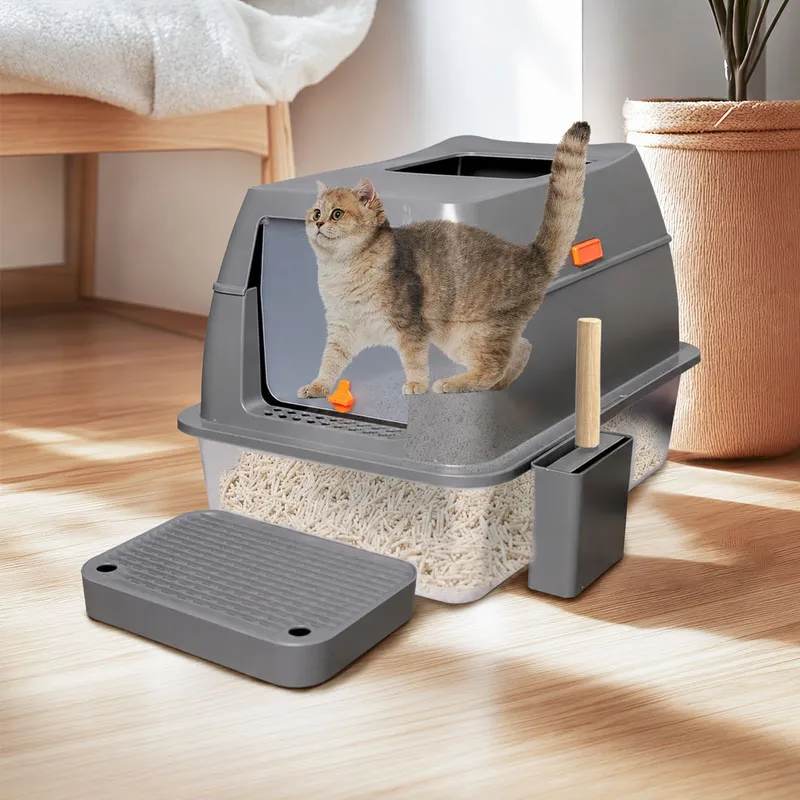 65L Enclosed Stainless Steel Cat Litter Box