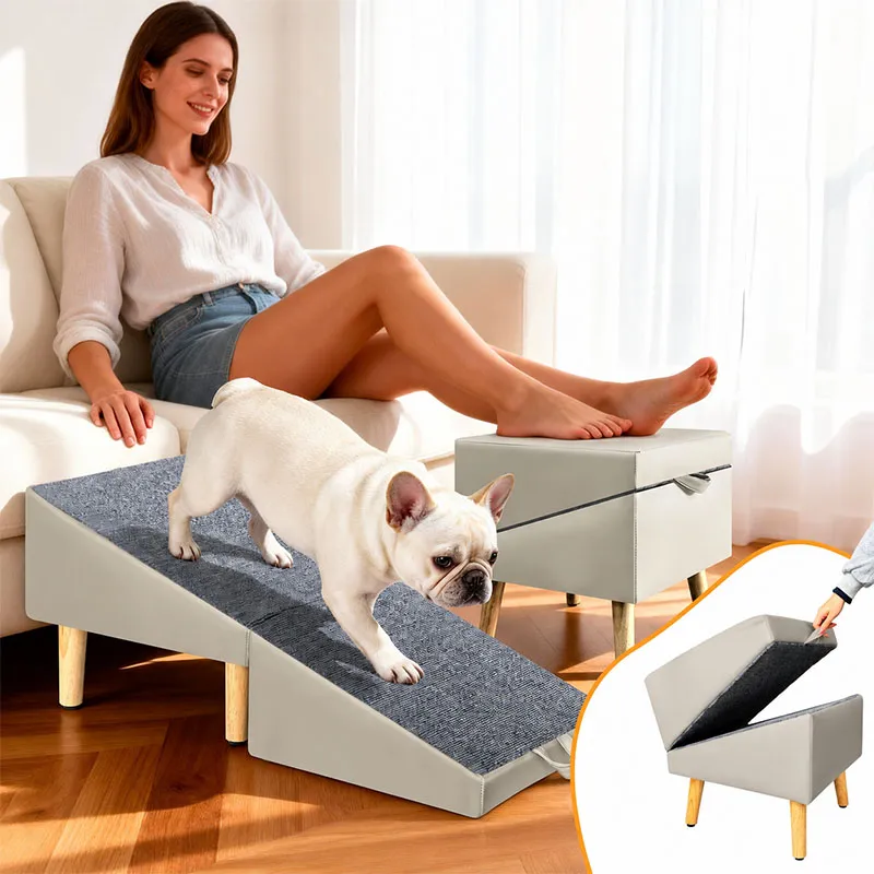 Anti-Slip Wooden Dog Ramp for Sofa