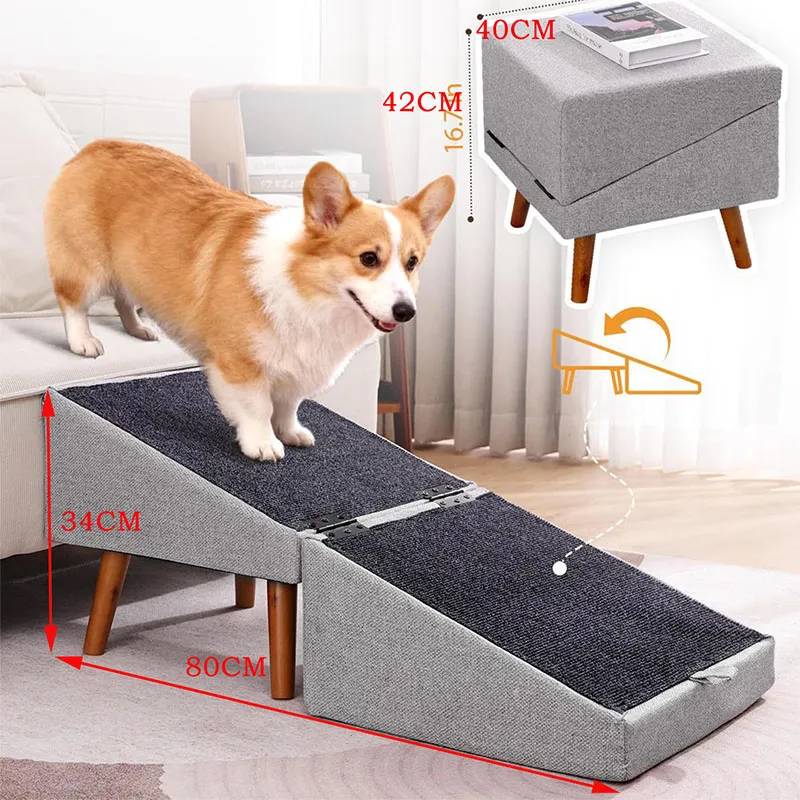 Foldable 4 Step Wooden Dog Stairs