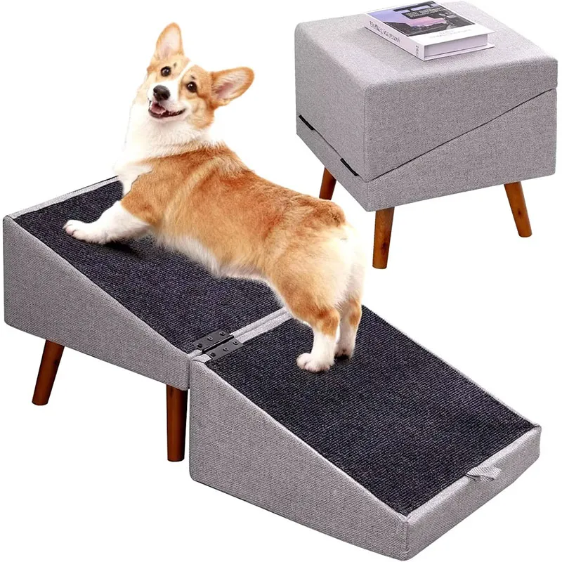 Foldable 4 Step Wooden Dog Stairs