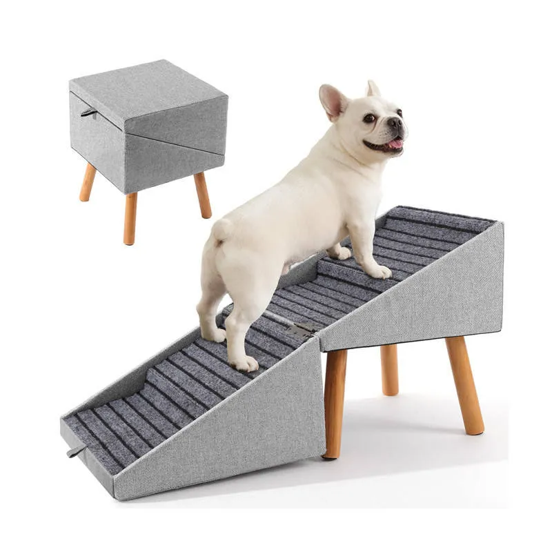 Foldable 4 Step Wooden Dog Stairs