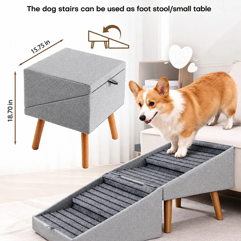 Foldable 4 Step Wooden Dog Stairs
