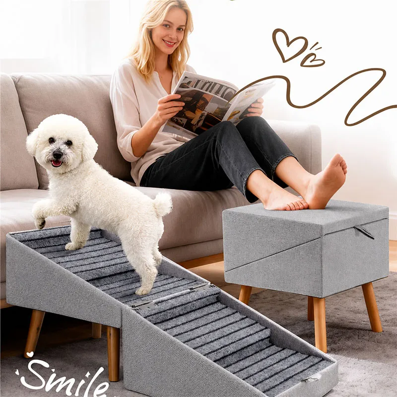 Foldable 4 Step Wooden Dog Stairs