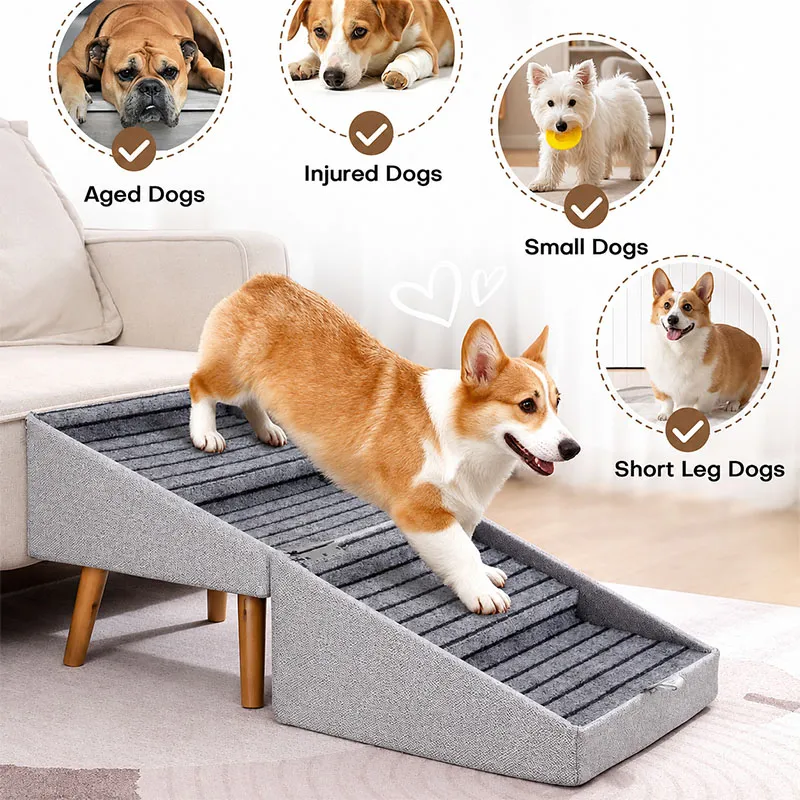 Foldable 4 Step Wooden Dog Stairs