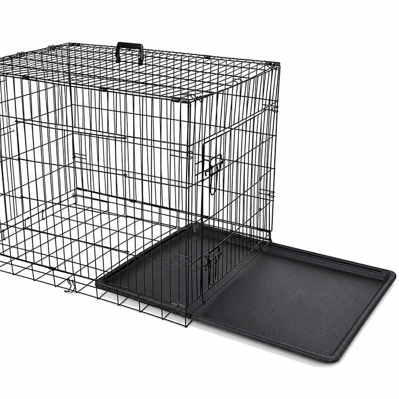 Foldable Metal Dog Crate with Double Doors