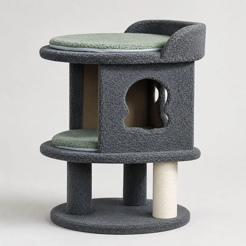 Plush Cat Tree With One Condo