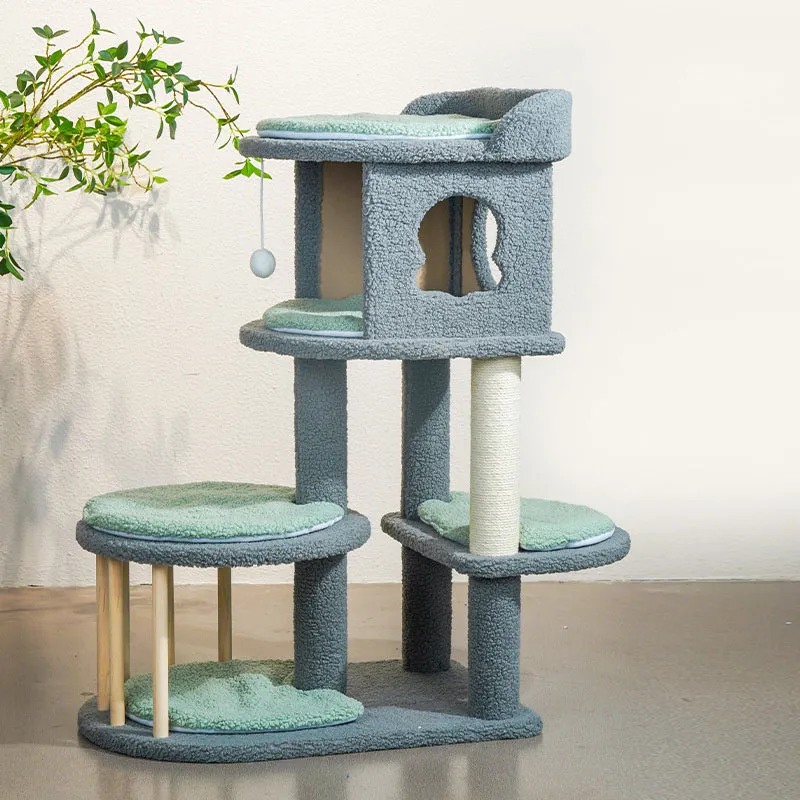 Plush Cat Tree With One Condo