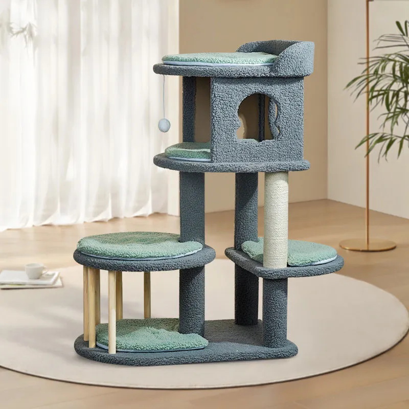 Plush Cat Tree With One Condo