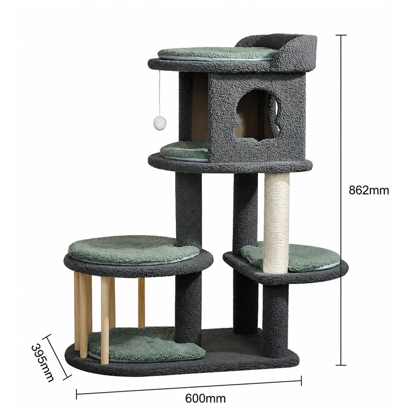 Plush Cat Tree With One Condo