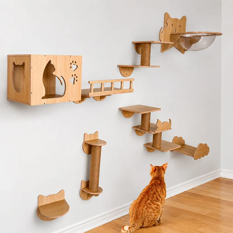 Wooden Cat Wall CLIMBING SHELVES