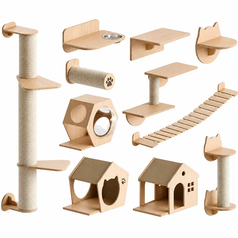 Wooden Cat Wall CLIMBING SHELVES