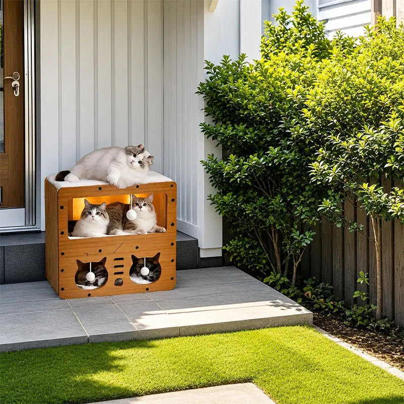 wooden cat house