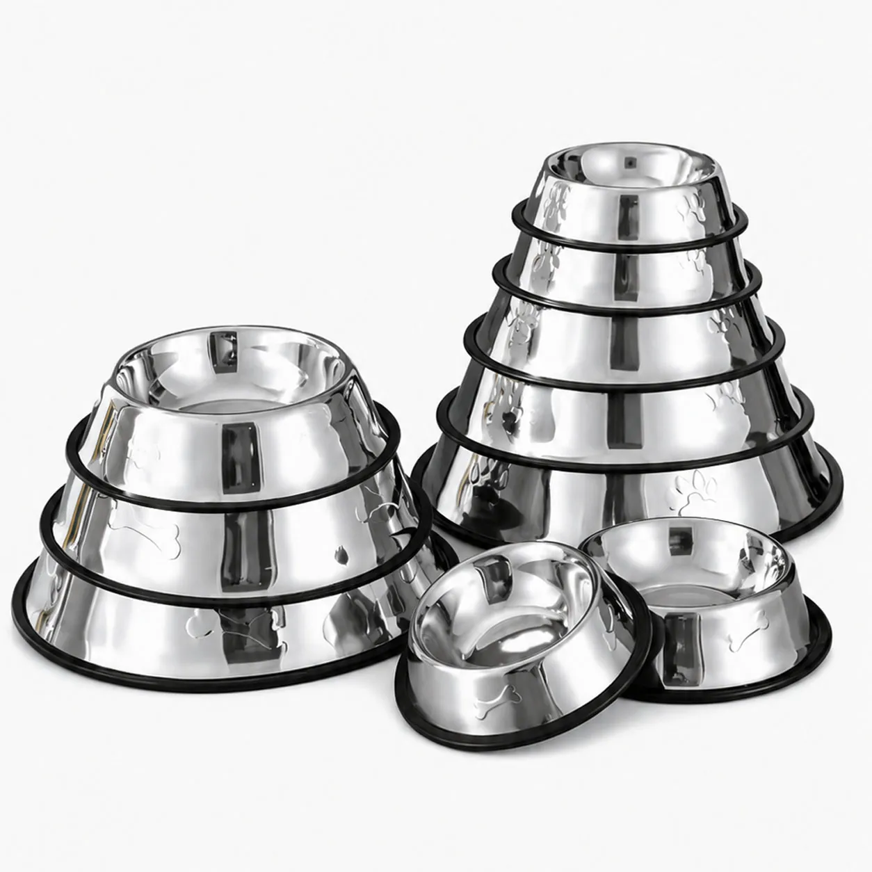 Stainless Steel Dog Bowl with Rubber Base