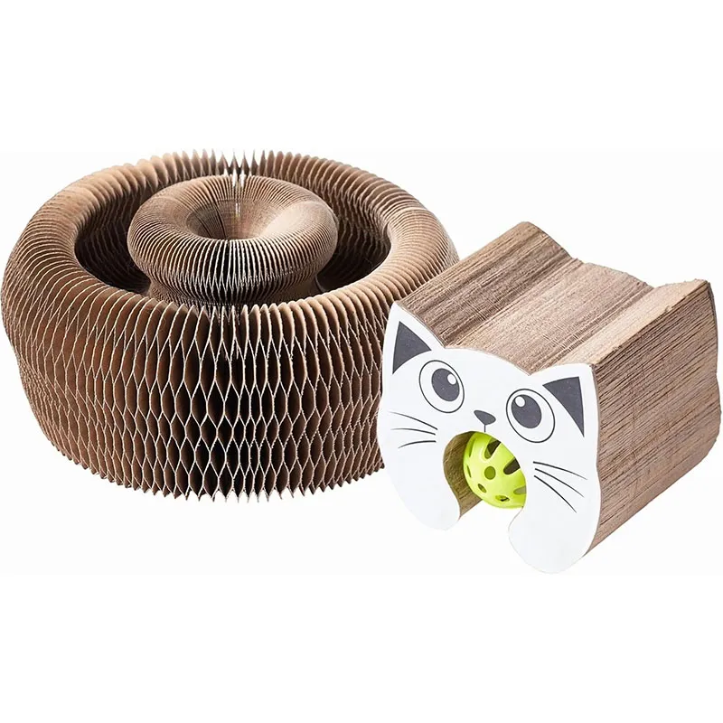 Recycled Corrugated Cardboard Cat Scratcher with Fun Ball