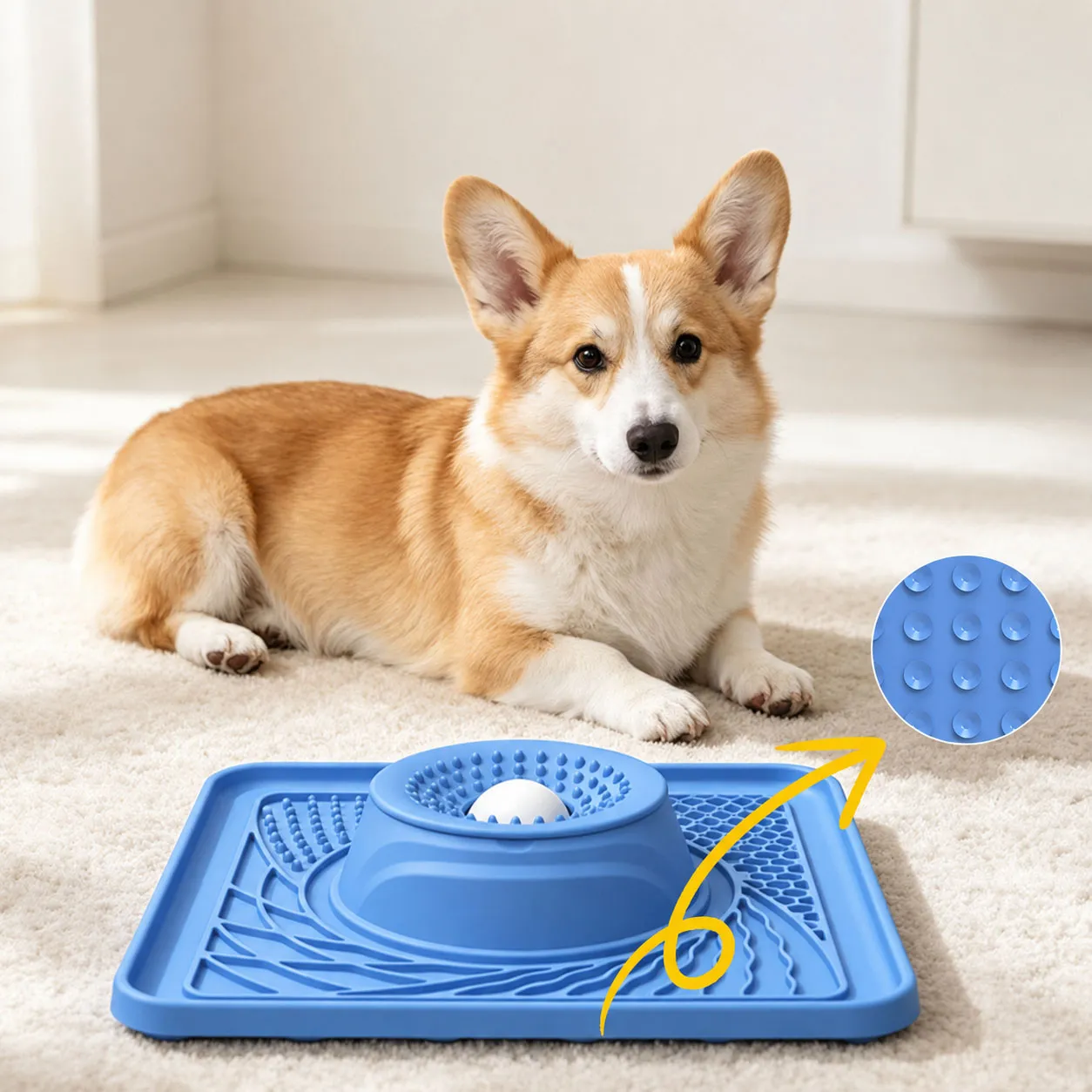 Dog Lick Bowl with Rolling Ball