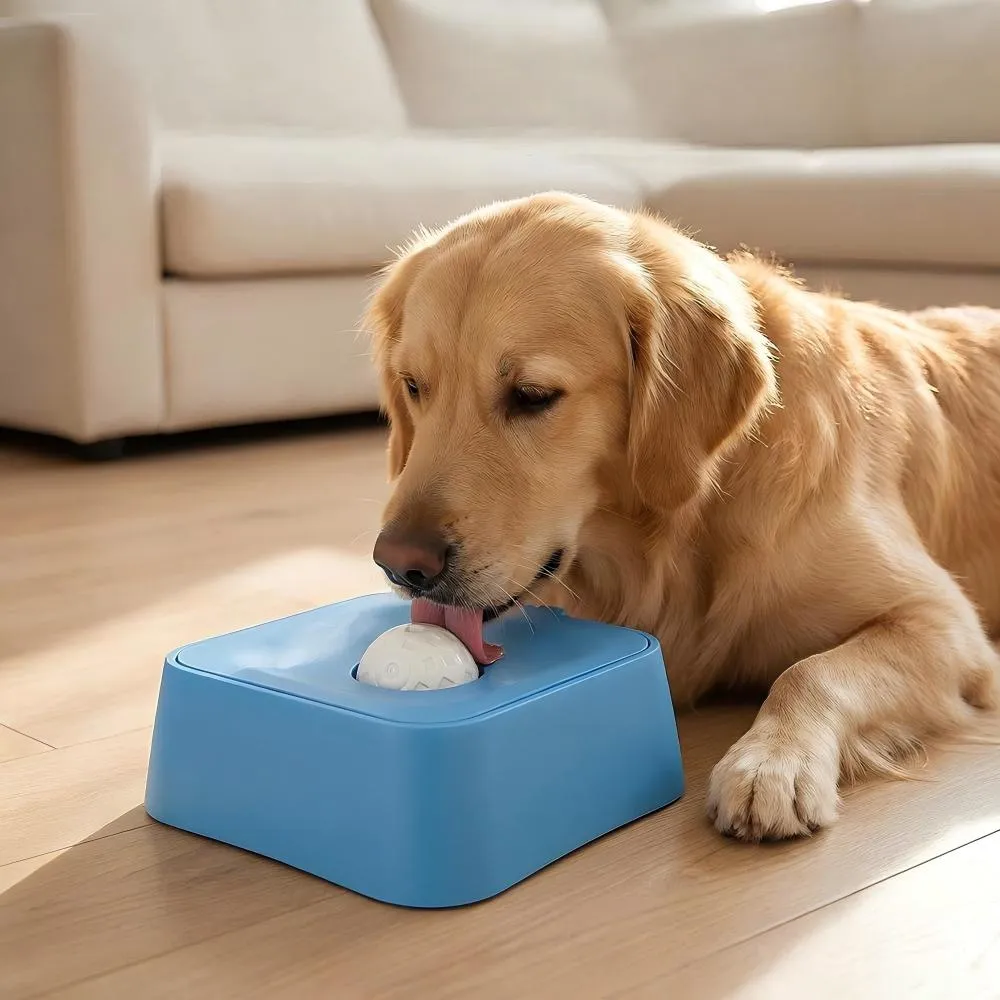 Dog Slow Feeder Bowl with Rolling Ball for Liquid Treats