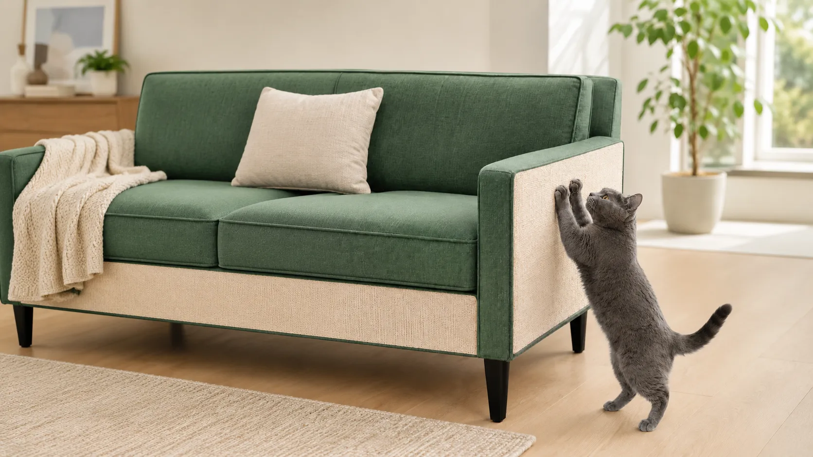 Cat Scratcher Couch Protector: How a DIY Self-Adhesive Cat Scratching Mat Helps Protect Sofas and Furniture