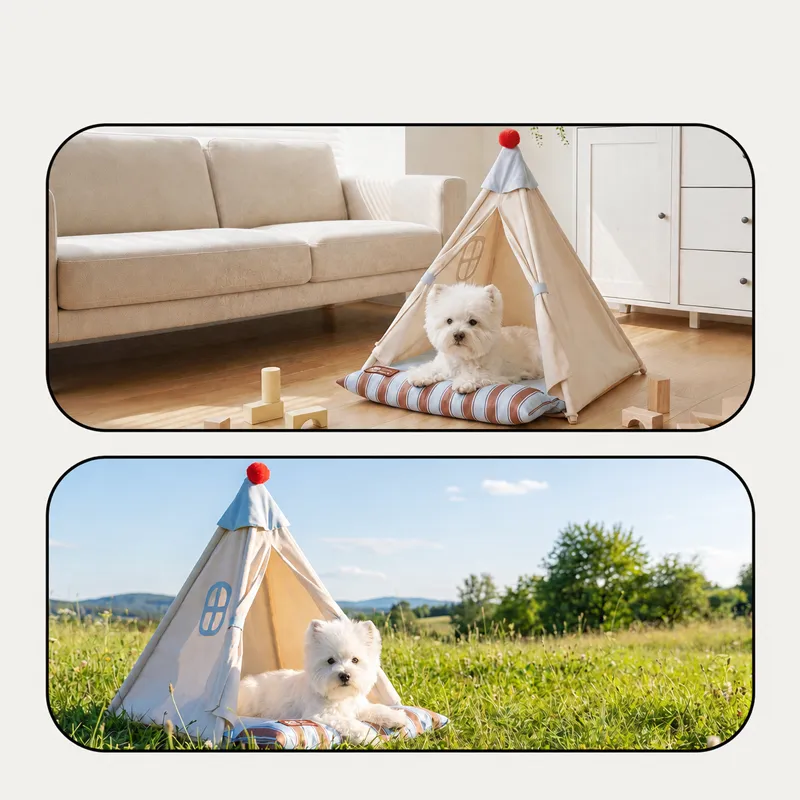 Semi-closed Pet Sleeping House Camp Tent