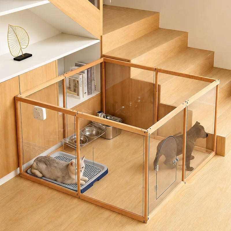 Indoor Transparent Acrylic Solid Wood Cage