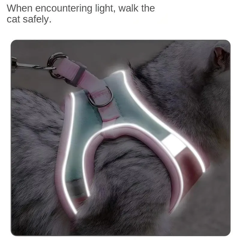 SHook & Loop Adjustable Reflective Cat Leash Set