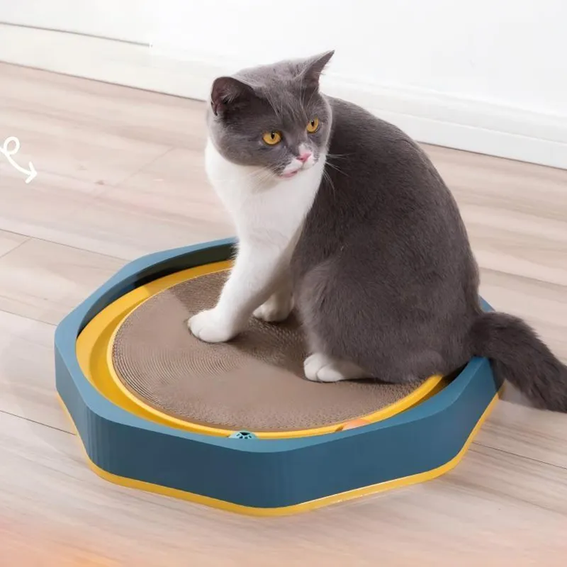 Round Cat Scratching Board with Rolling Balls