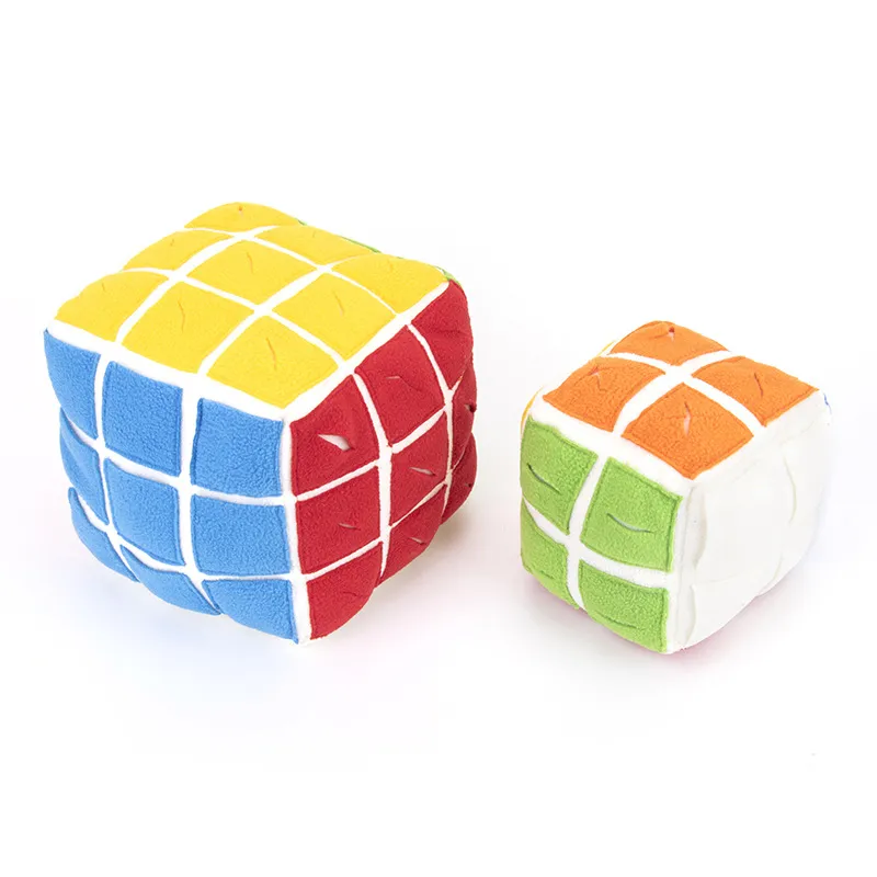 Rubik Cube Snuffle Toy Dog Cat Treat Puzzle Interactive Enrichment Hide and Seek Plush Brain Training